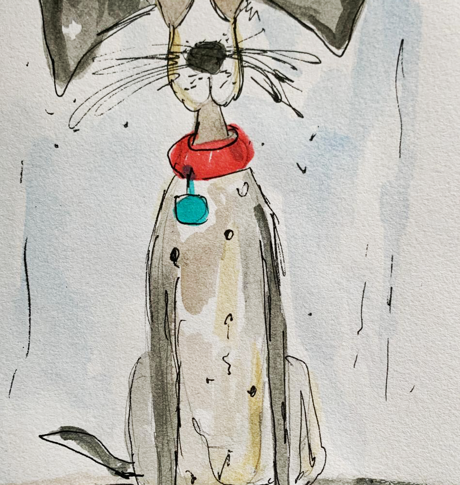 Felicitare pictata manual catel